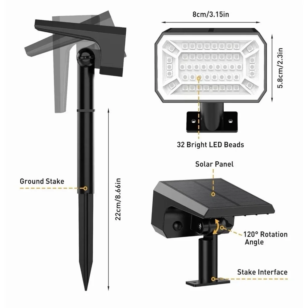 Solar Color Changing Spot Lights Outdoor Waterproof IP65, [4 Pack/32 LED/7 Mo...